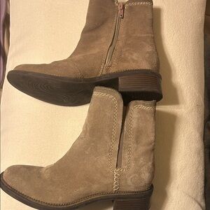 Clarks Taupe Suede Ankle Booties
